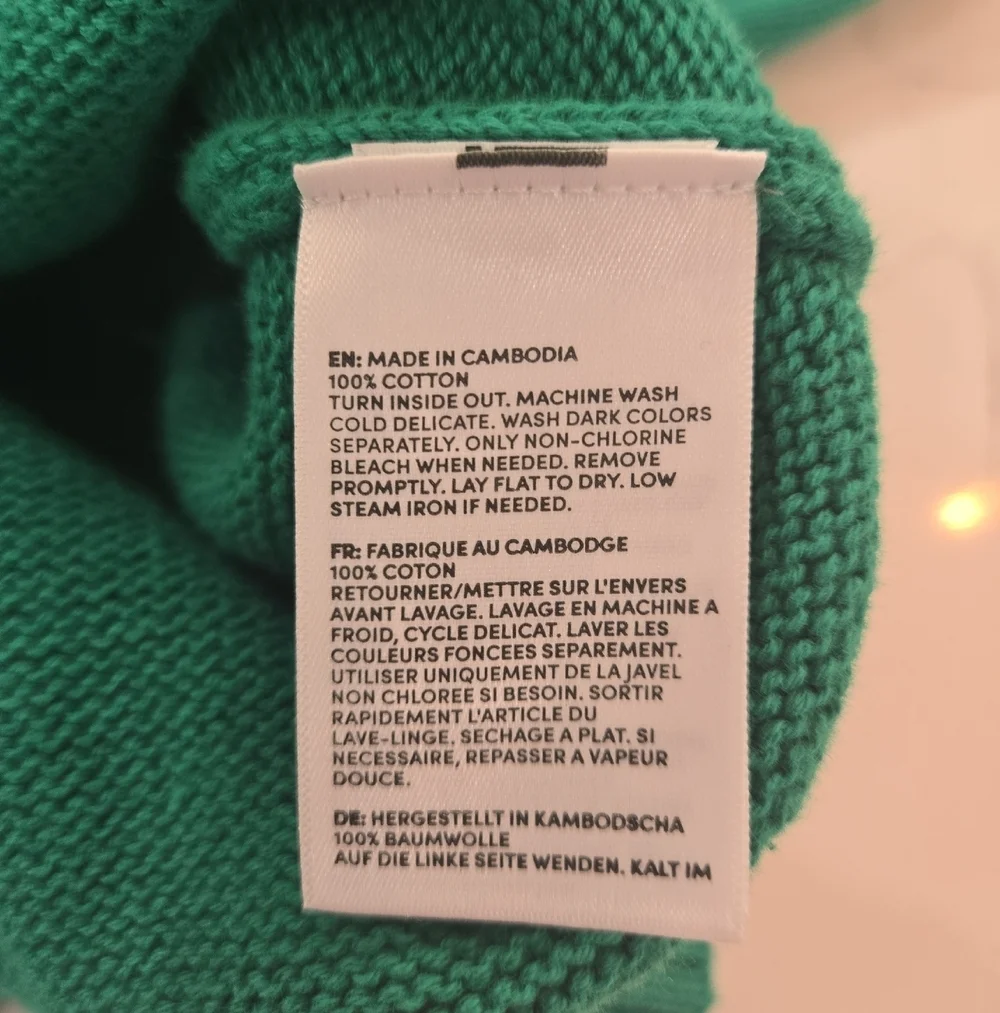 NWT Fishermans Chunky Knit New York Cotton Green Crewneck Sweater Womens Small